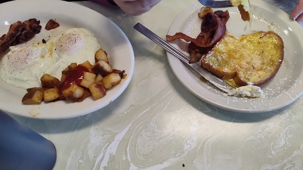 French Toast Crispy Bacon and Eggs